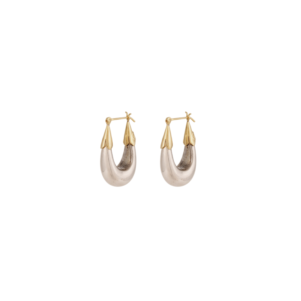 Ecume earrings small size bicolor silver