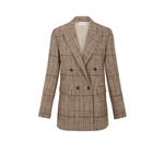 P.A.R.O.S.H. Check Double-Breasted Blazer in Brown Bordeaux – International designer fashion boutique Australia Riada Concept Woollahra