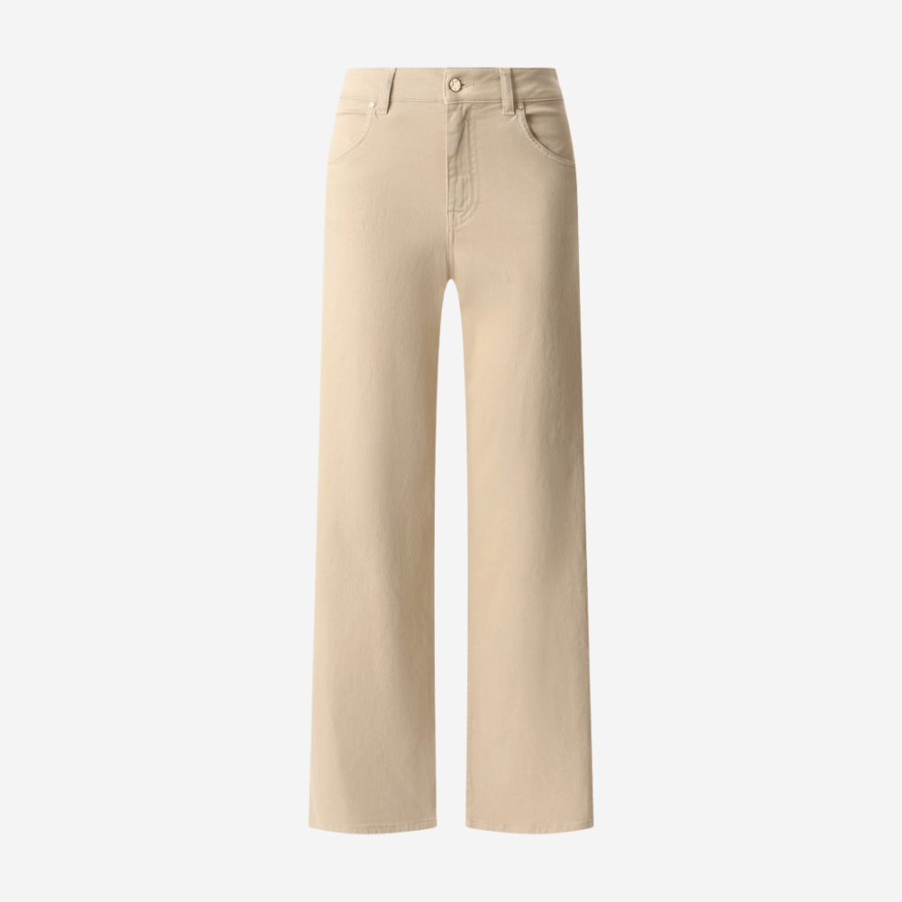 Wide-Leg Denim Pants in Heavy Beige