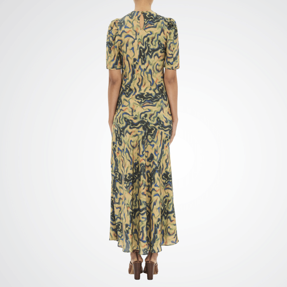 Ulla Johnson Samar Silk Crepe De Chine Midi Dress in Geode – International designer fashion boutique Australia Riada Concept Woollahra
