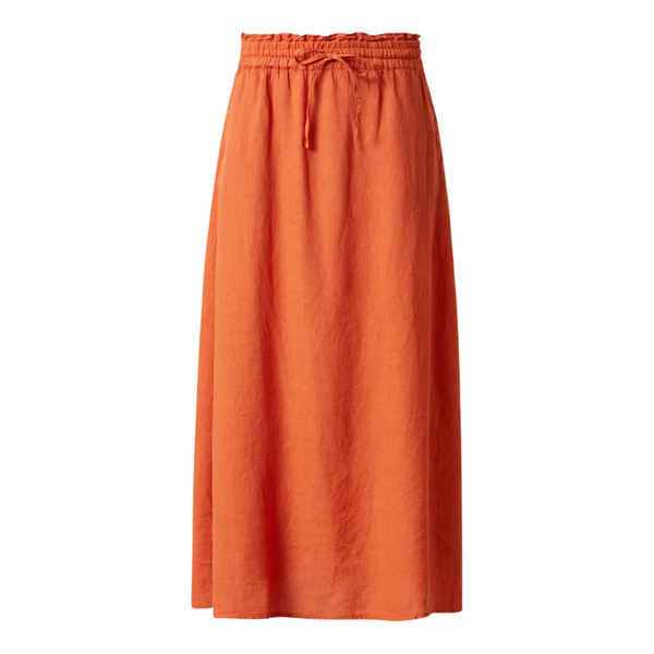 FARAH2  Linen Canvas Midi Skirt in Cinnamon