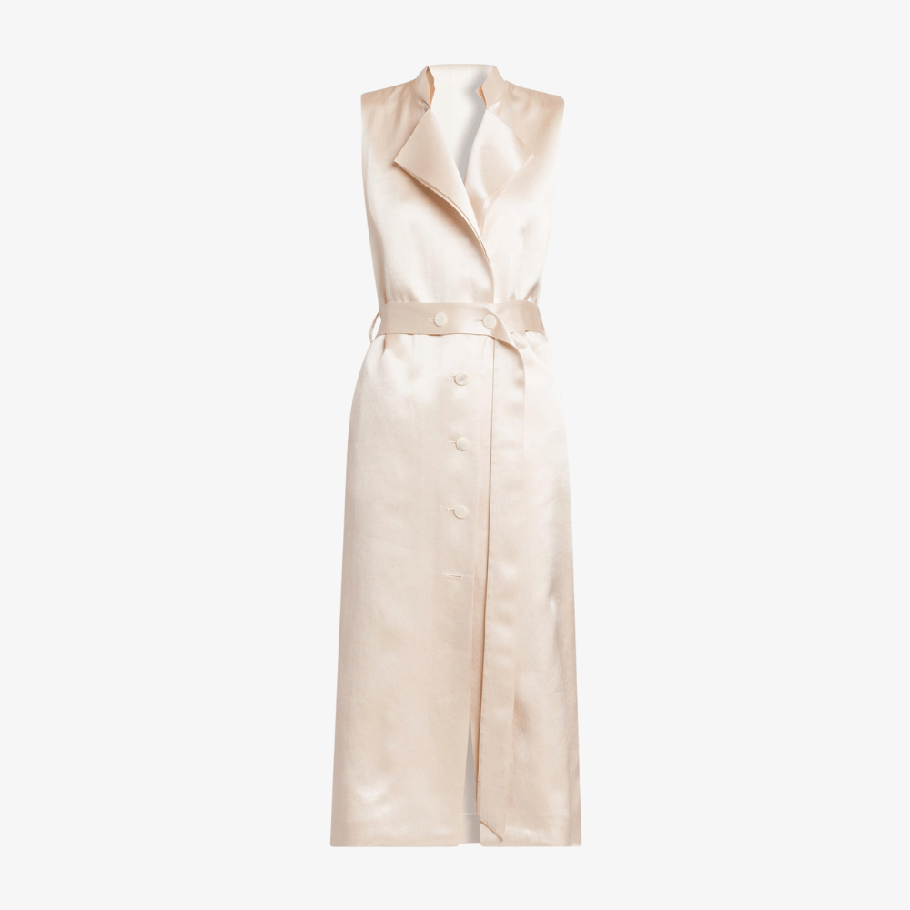 Duchesse Longline Satin Waistcoat in Ivory