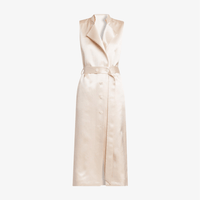 Philosophy di Lorenzo Serafini Longline Duchesse Satin Waistcoat in Ivory with double-breasted closure and notch lapels, international luxury tailoring at Riada Concept Australia
