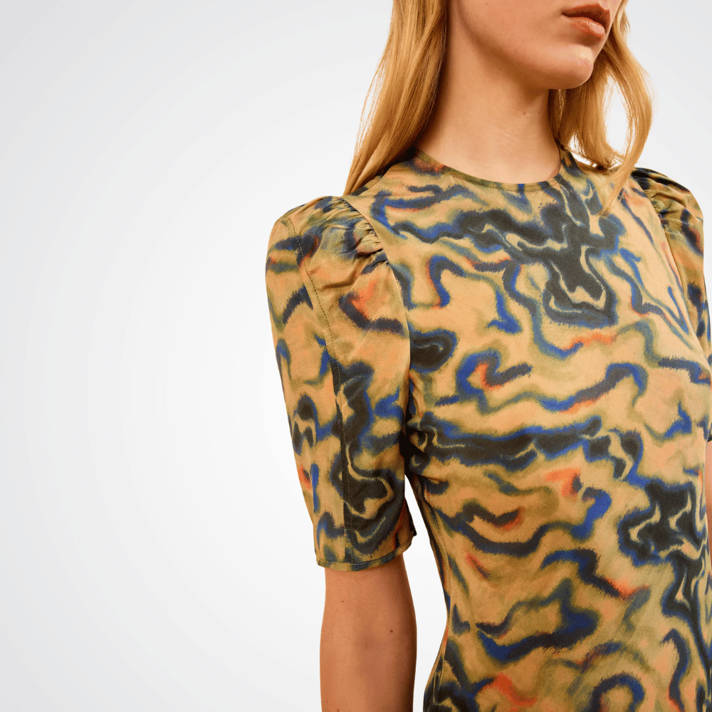 Ulla Johnson Samar Silk Crepe De Chine Midi Dress in Geode – International designer fashion boutique Australia Riada Concept Woollahra