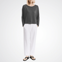 TRANSIT PAR SUCH Linen Button-Back Long Sleeve Top in Mud K202 Transit Par Such at Riada Concept Designer fashion shop online and in store High End fashion boutique Sydney Australia Riada Concept