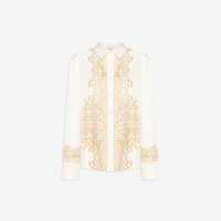 Pierre-Louis Mascia Aloebio Silk Long Sleeve Shirt in Cream with Ornamental Motif Shop PIERRE LOUIS MASCIA designer fashion online or in-store at Riada Concept, Sydney’s high-end fashion boutique in Australia.