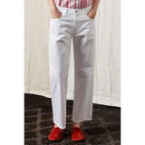 ALOSA-CUT  Cotton Gabardine Trousers in Bianco