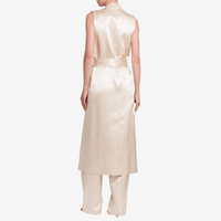 Philosophy di Lorenzo Serafini Longline Duchesse Satin Waistcoat in Ivory with double-breasted closure and notch lapels, international luxury tailoring at Riada Concept Australia