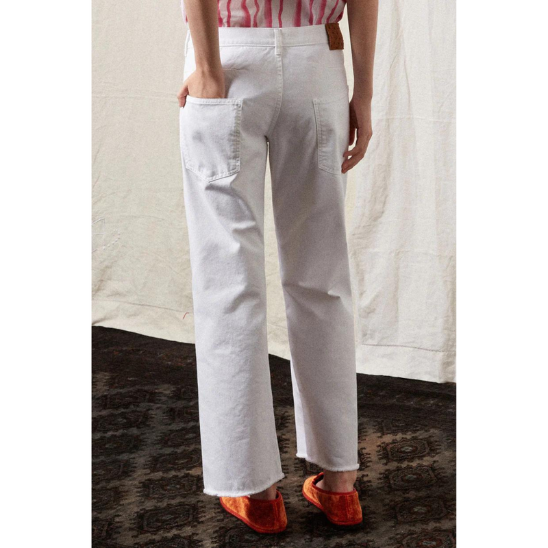 ALOSA-CUT  Cotton Gabardine Trousers in Bianco