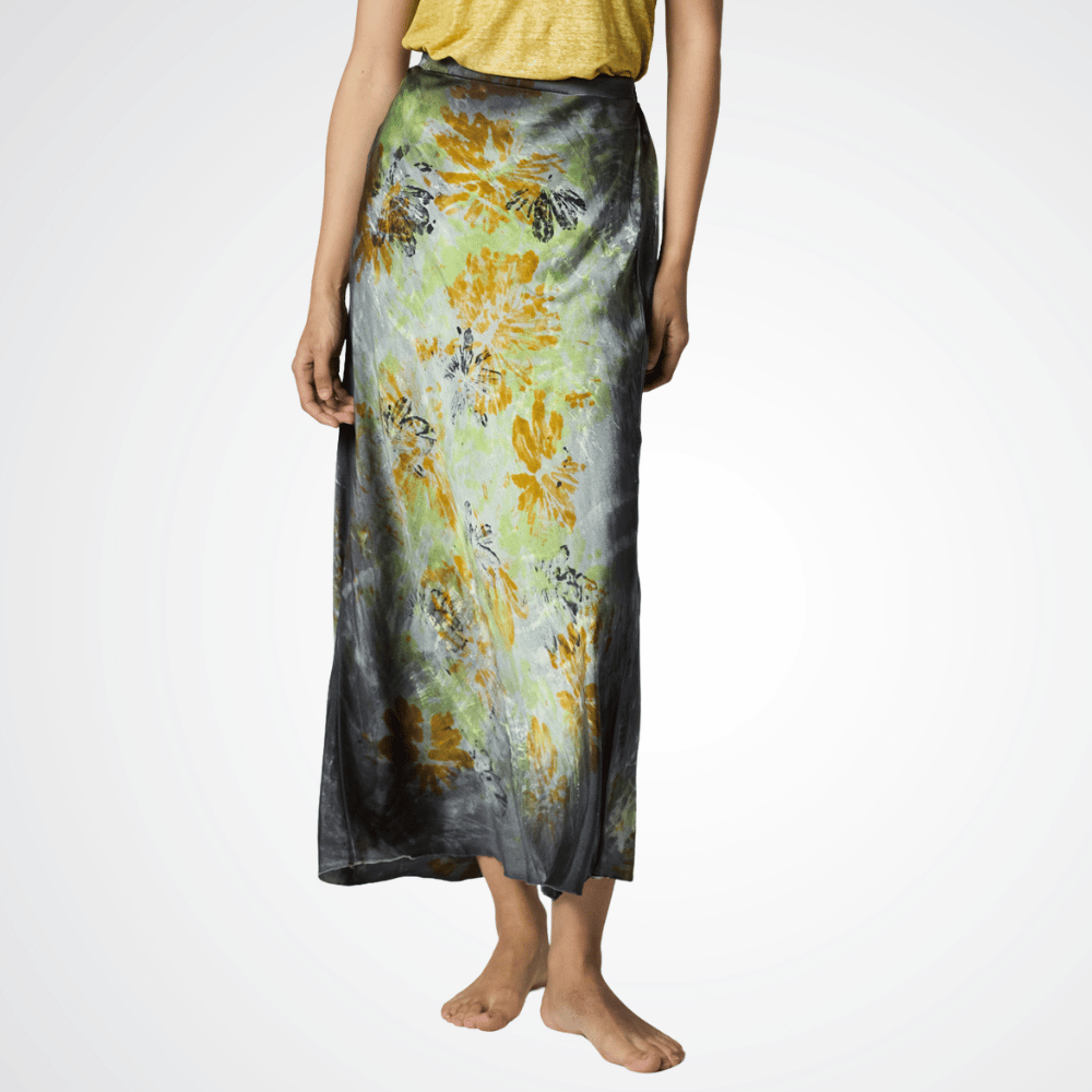 Avant Toi Poseidonia Effect Silk Skirt in Black and Florescent Yellow Avant Toi Luxury knitwear stockist Australia Riada Concept online Sydney Designer fashion shop online and in store High End fashion boutique Sydney Australia Riada Concept