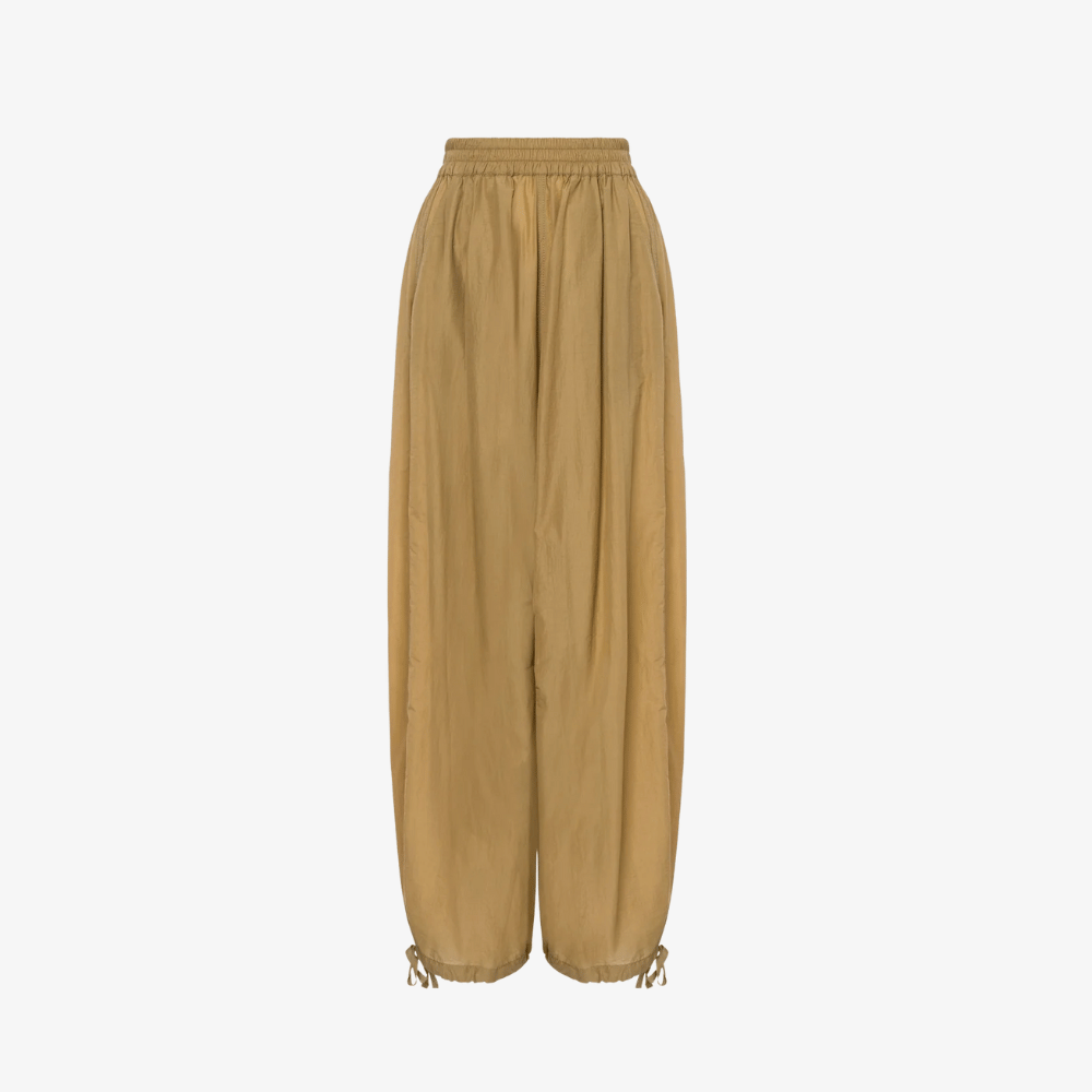 Philosophy di Lorenzo Serafini high waisted relaxed straight leg Nylon Pants in Beige, international luxury fashion brands knits sweaters available at Riada Concept Woollahra, Sydney Australia and online