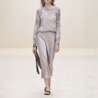 Avant Toi Hand-Painted Stretch Silk Maxi Skirt in Ash – International designer fashion boutique Australia Riada Concept Woollahra