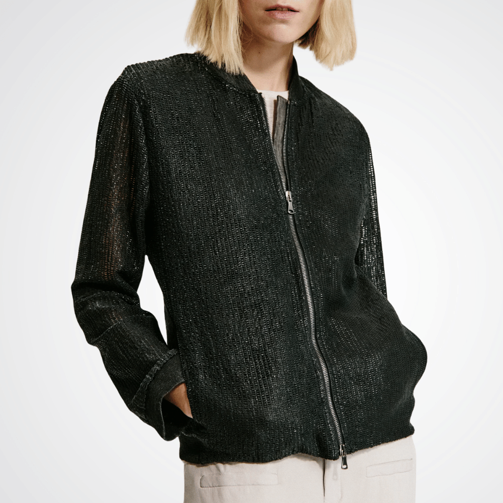 TRANSIT PAR SUCH Textured Openwork Leather Jacket in Black 3382 Transit Par Such at Riada Concept Designer fashion shop online and in store High End fashion boutique Sydney Australia Riada Concept