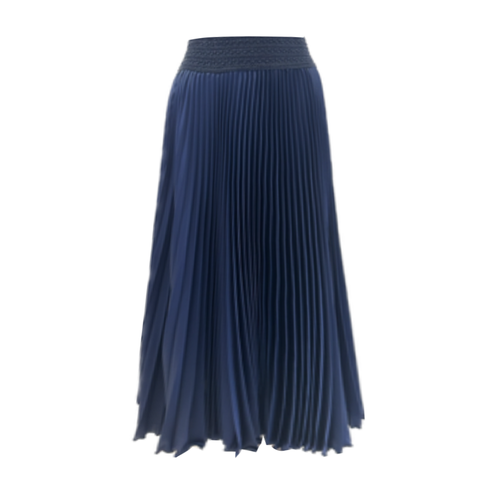 Holiday Satin Midi Skirt in Navy