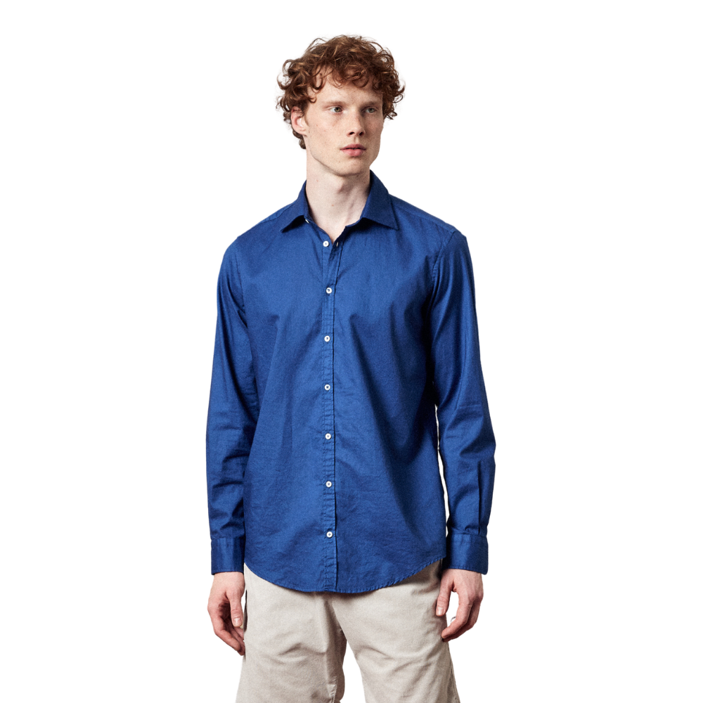 Genova cotton shirt in blue massaua