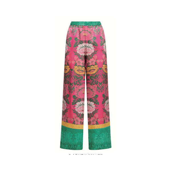 Kamut printed pants in pink and green