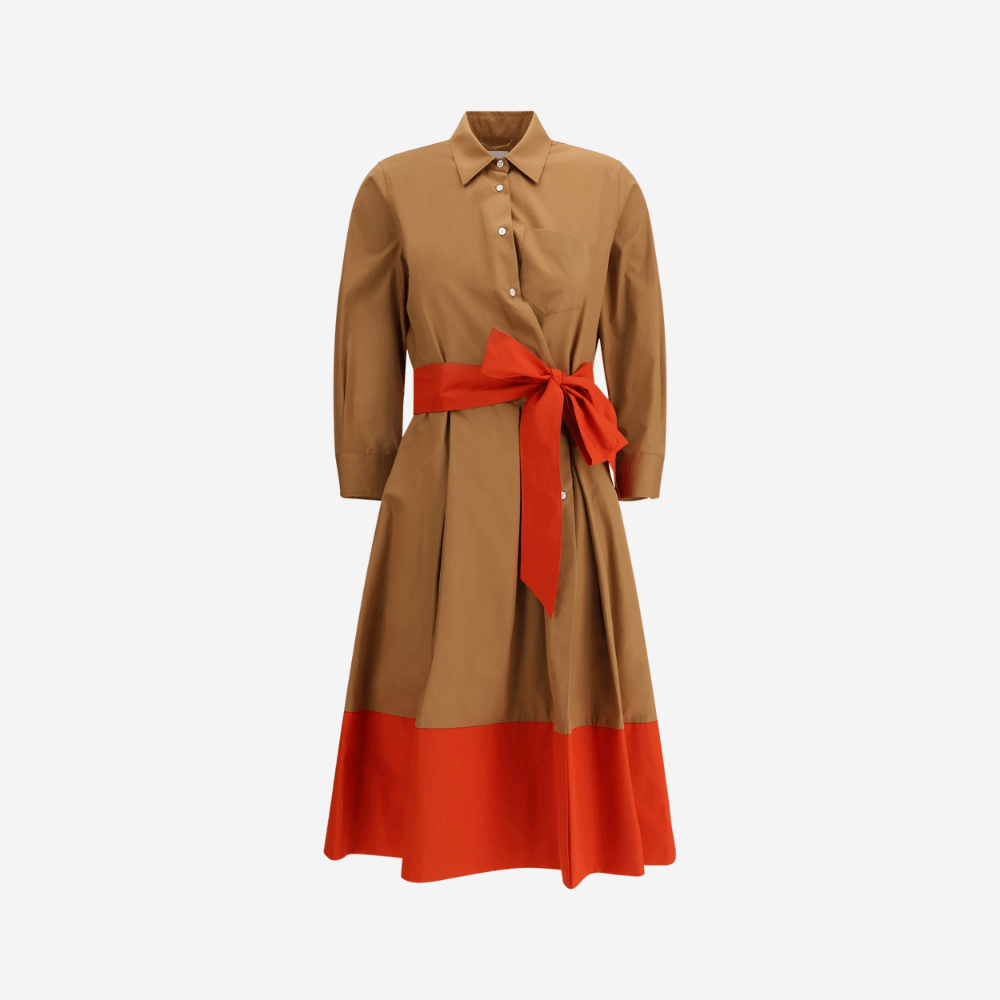 Sara Roka Elenat Dress in Caffe Latte and Red – International designer fashion boutique Australia Riada Concept Woollahra