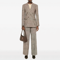 P.A.R.O.S.H. Check Double-Breasted Blazer in Brown Bordeaux – International designer fashion boutique Australia Riada Concept Woollahra