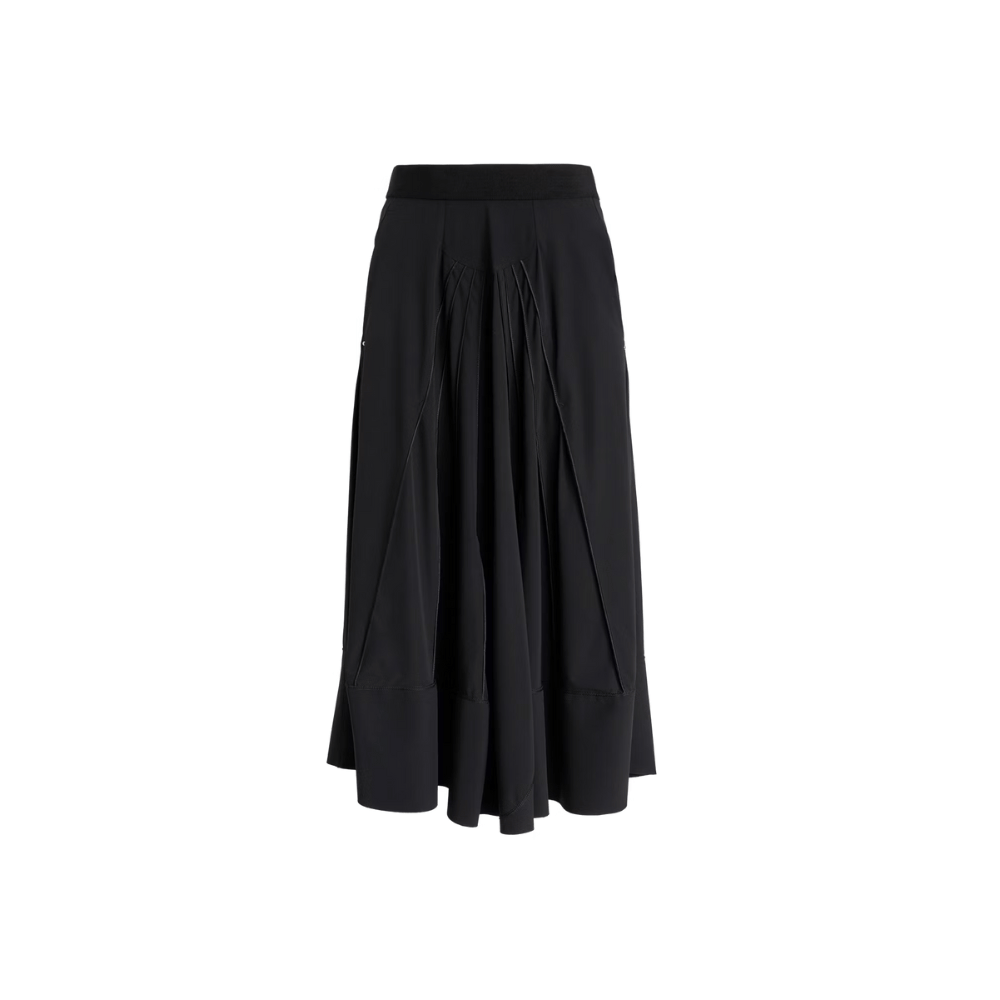 Subtle Pleated Midi Skirt in Black