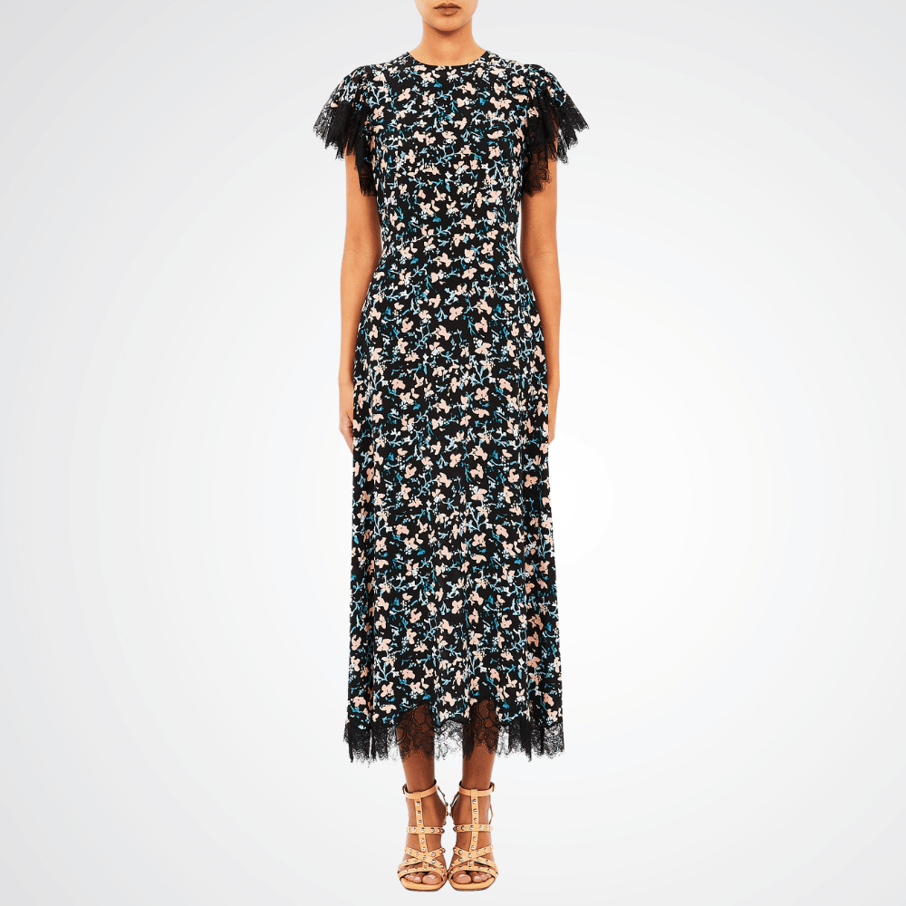 Ulla Johnson Renee Cape Sleeve Dress in Black Floral ULLA JOHNSON Designer fashion shop online and in store High End fashion boutique Sydney Australia Riada Concept