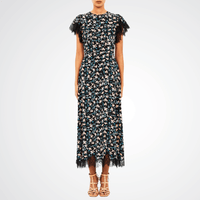 Ulla Johnson Renee Cape Sleeve Dress in Black Floral ULLA JOHNSON Designer fashion shop online and in store High End fashion boutique Sydney Australia Riada Concept