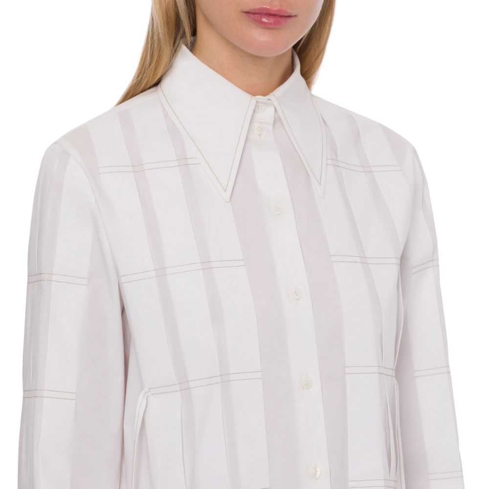 Stretch poplin shirt in white