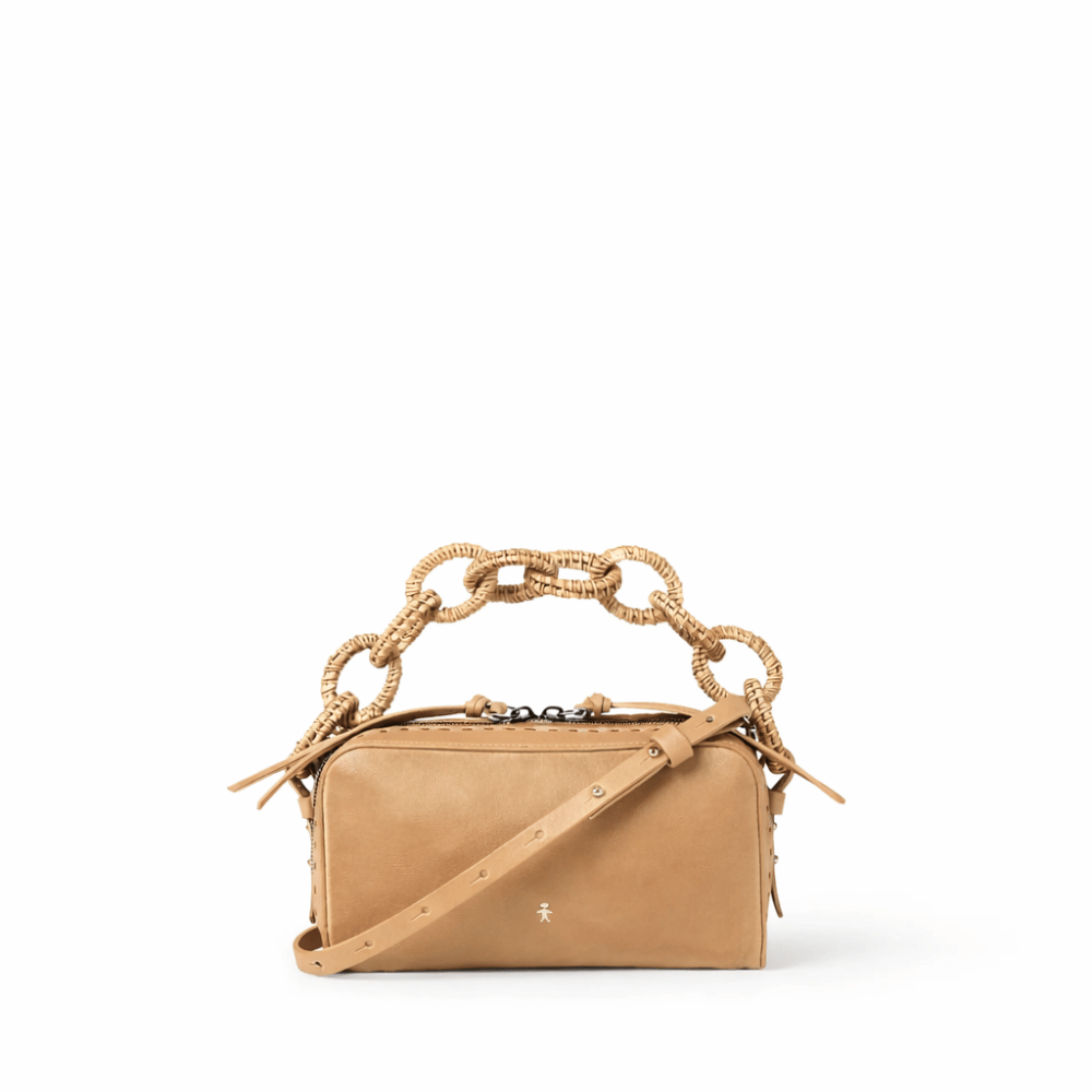 Bag Box S Catena Raffia in Camel