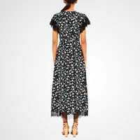 Ulla Johnson Renee Cape Sleeve Dress in Black Floral ULLA JOHNSON Designer fashion shop online and in store High End fashion boutique Sydney Australia Riada Concept