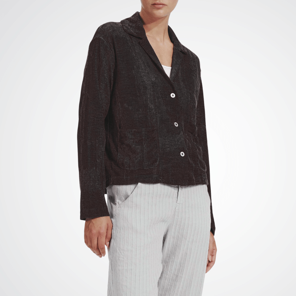 TRANSIT PAR SUCH Button Front Treated Knit Jacket in Black 10453E Transit Par Such at Riada Concept Designer fashion shop online and in store High End fashion boutique Sydney Australia Riada Concept