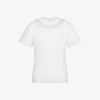Alberta Ferretti Crystal Embellished Cotton Jersey T-Shirt in White Alberta Ferretti Australia Stockist Australia Online Riada Concept Luxury Fashion Boutique