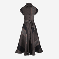 Sara Roka Danielle Dress in Black and Beige Stripe – International designer fashion boutique Australia Riada Concept Woollahra