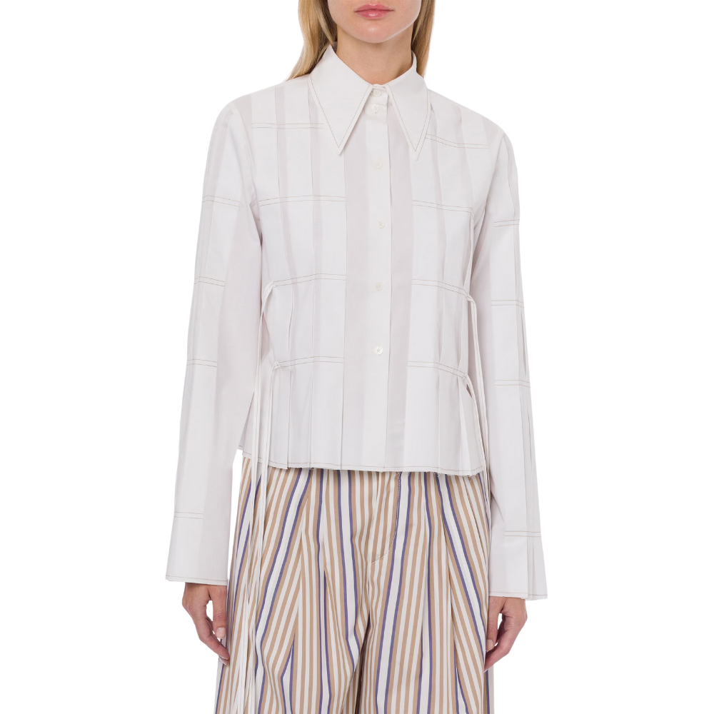 Stretch poplin shirt in white