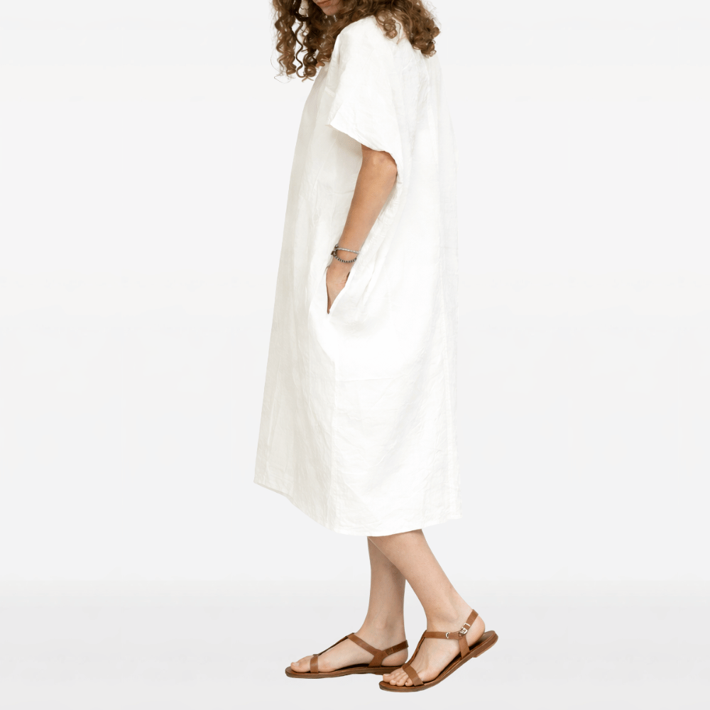 Sofie D’Hoore Oversized Cotton Short Sleeve Dress in Off White