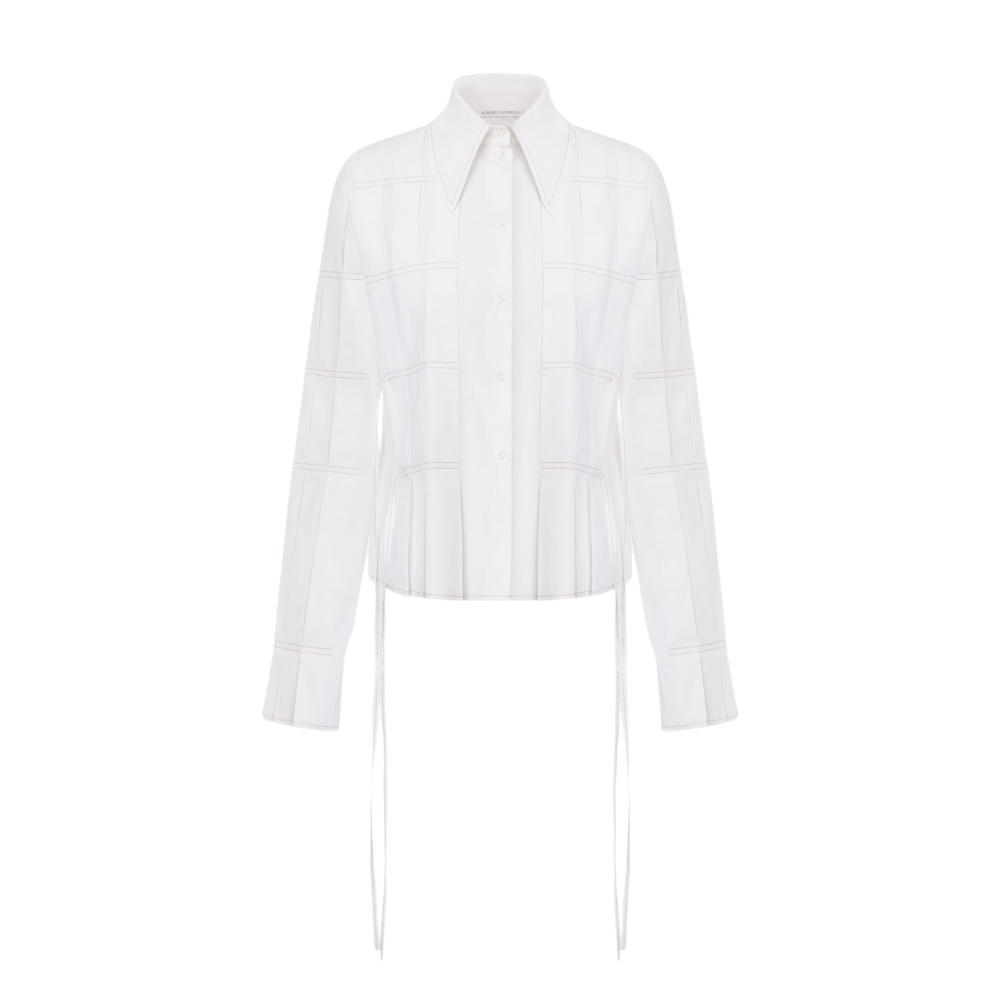 Stretch poplin shirt in white