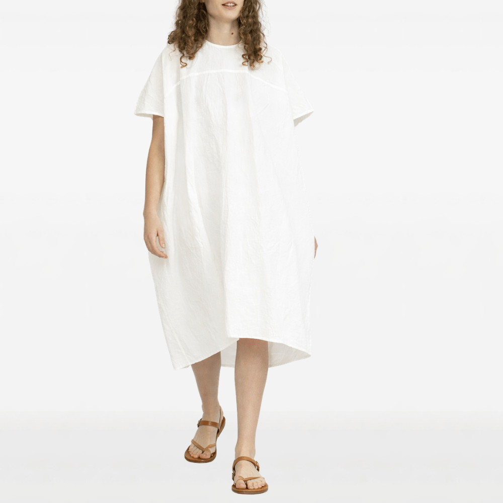 Sofie D’Hoore Oversized Cotton Short Sleeve Dress in Off White