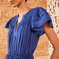 Ulla Johnson Marika Short Sleeve Midi Dress in Midnight Blue ULLA JOHNSON Designer fashion shop online and in store High End fashion boutique Sydney Australia Riada Concept