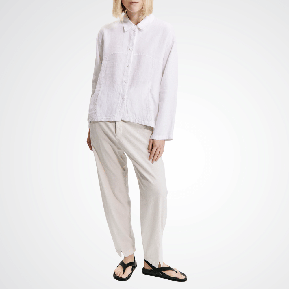 TRANSIT PAR SUCH Long Sleeve Linen Shirt in White E140 Transit Par Such at Riada Concept Designer fashion shop online and in store High End fashion boutique Sydney Australia Riada Concept