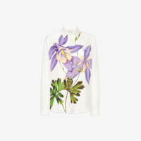 Pierre-Louis Mascia Aloebio Silk Long Sleeve Shirt in Cream with Oversized Purple Floral Print PIERRE LOUIS MASCIA designer fashion online or in-store at Riada Concept, Sydney’s high-end fashion boutique in Australia.