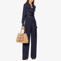 Alberta Ferretti Enver Satin Wide-Leg Trousers with Tonal Satin Band in Navy Alberta Ferretti Australia Stockist Australia Online Riada Concept Luxury Fashion Boutique