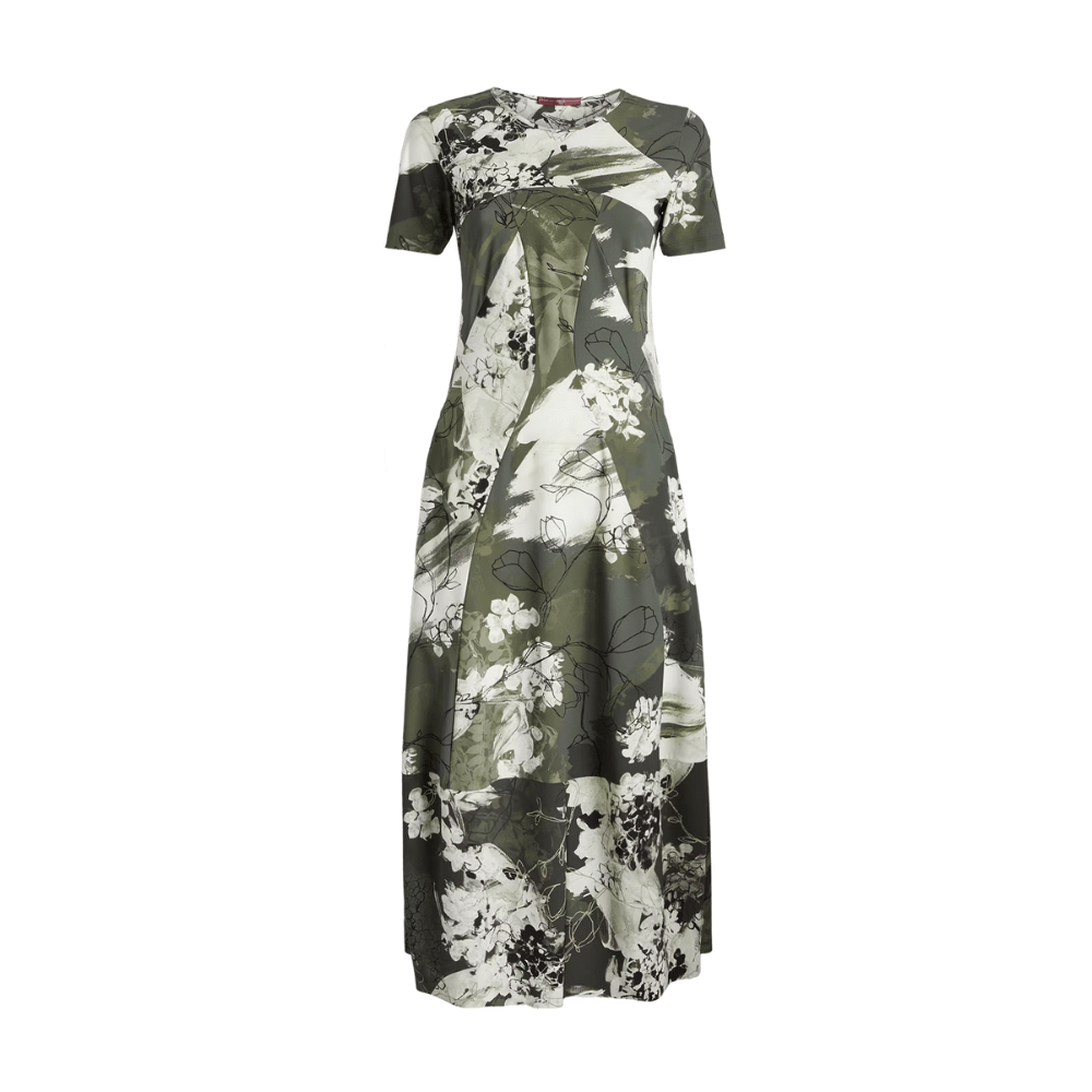 Mesmerize Midi Dress in Green Floral Print