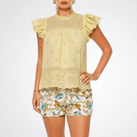 Ulla Johnson Kassi Short Sleeve Top in Chantilly Yellow ULLA JOHNSON Designer fashion shop online and in store High End fashion boutique Sydney Australia Riada Concept