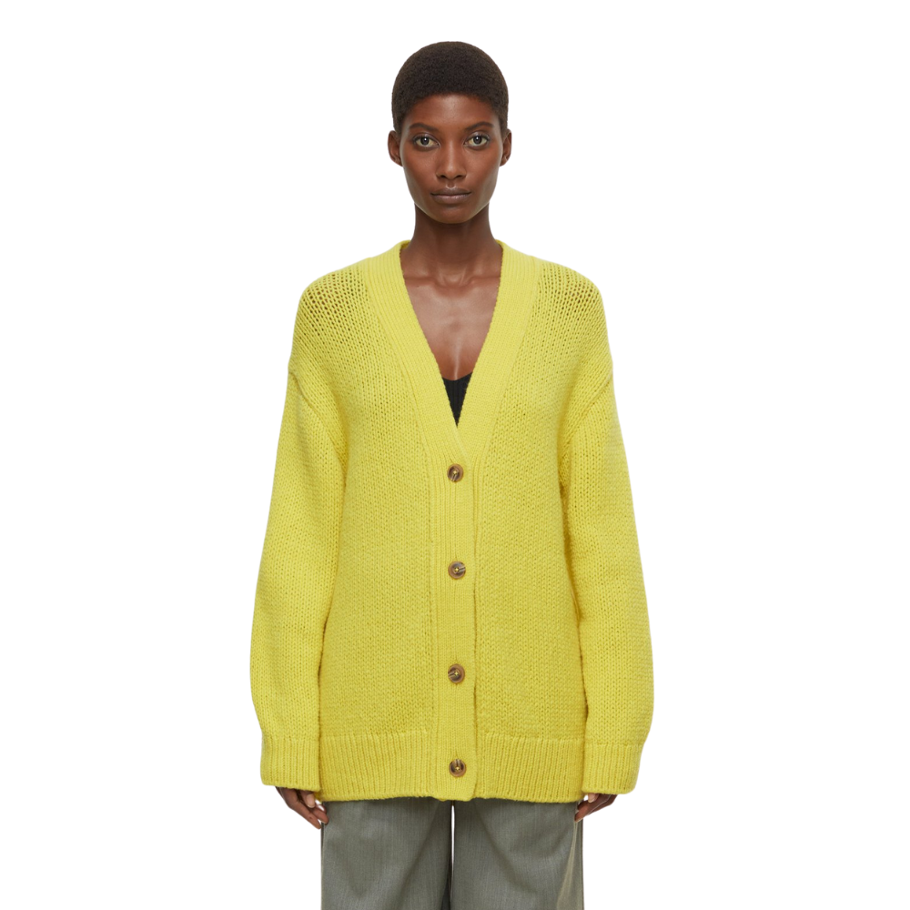 Chunky Knit Cardigan in primary yellow
