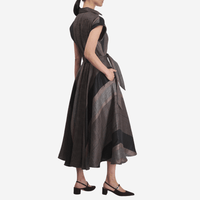 Sara Roka Danielle Dress in Black and Beige Stripe – International designer fashion boutique Australia Riada Concept Woollahra