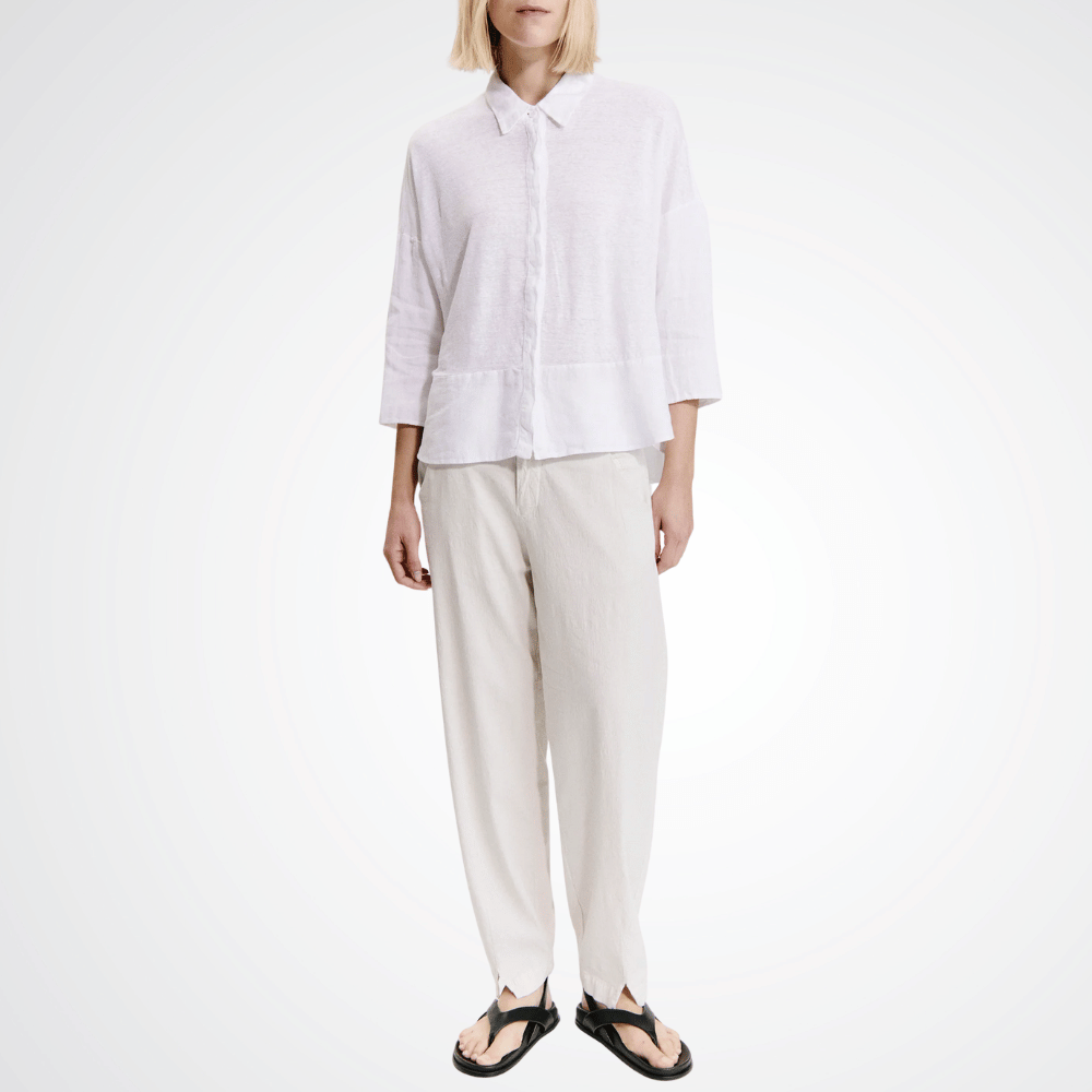 TRANSIT PAR SUCH Linen 3/4 Sleeve Shirt in White K204 Transit Par Such at Riada Concept Designer fashion shop online and in store High End fashion boutique Sydney Australia Riada Concept