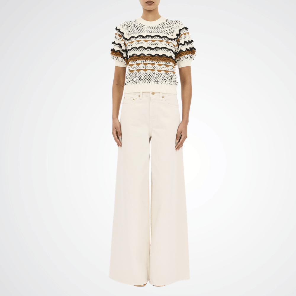 Ulla Johnson Andira Tweed Knit Short Sleeve Top in Scallop – International designer fashion boutique Australia Riada Concept Woollahra