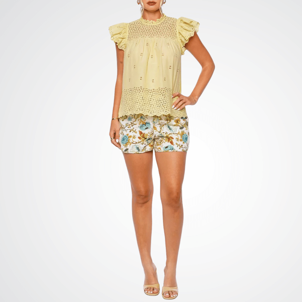 Ulla Johnson Kassi Short Sleeve Top in Chantilly Yellow ULLA JOHNSON Designer fashion shop online and in store High End fashion boutique Sydney Australia Riada Concept
