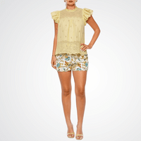 Ulla Johnson Kassi Short Sleeve Top in Chantilly Yellow ULLA JOHNSON Designer fashion shop online and in store High End fashion boutique Sydney Australia Riada Concept