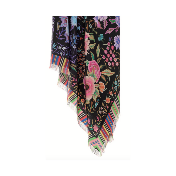 Aloe ultrawash printed scarf in black and multicolour