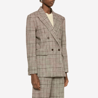 P.A.R.O.S.H. Check Double-Breasted Blazer in Brown Bordeaux – International designer fashion boutique Australia Riada Concept Woollahra