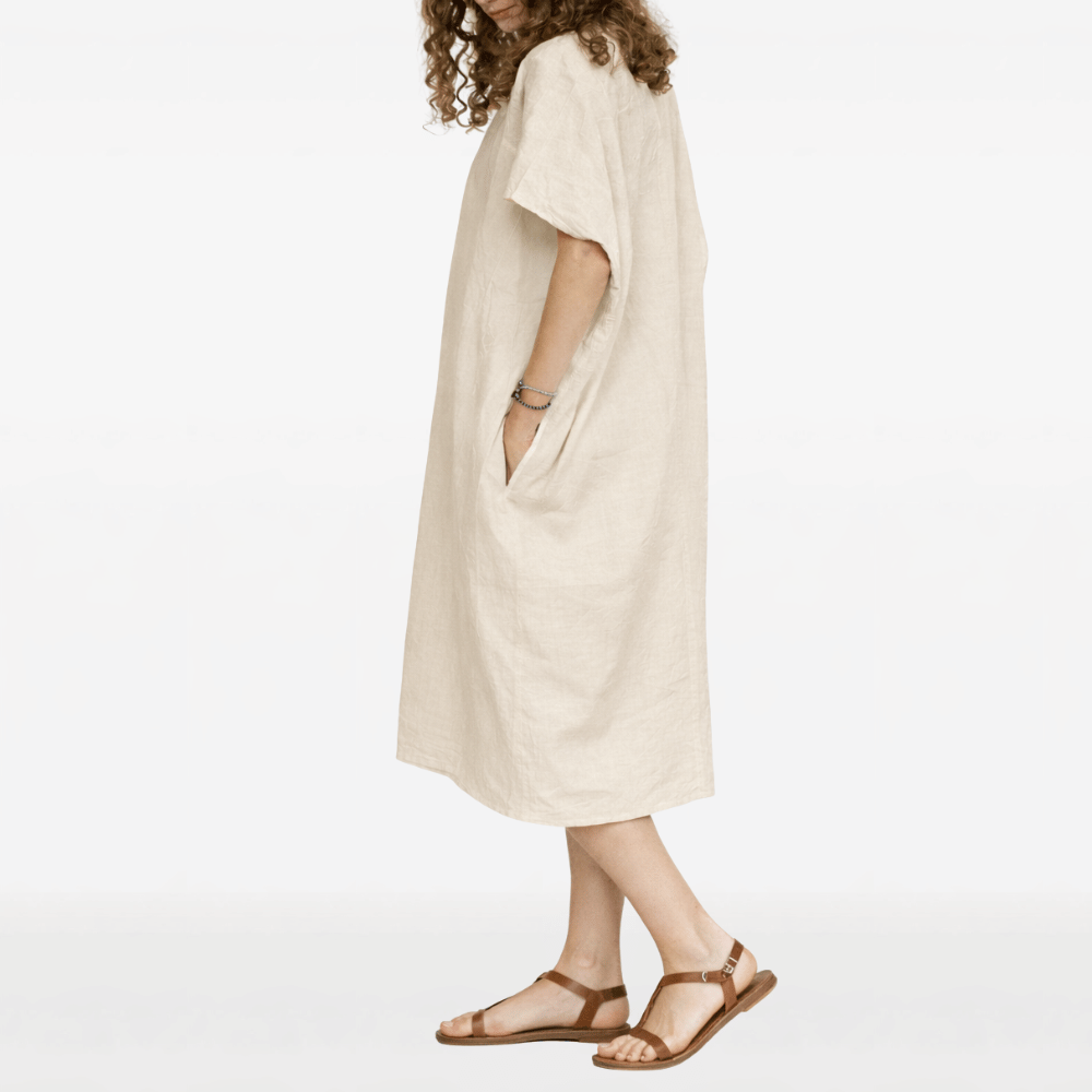 Sofie D’Hoore Oversized Cotton Short Sleeve Dress in Natural